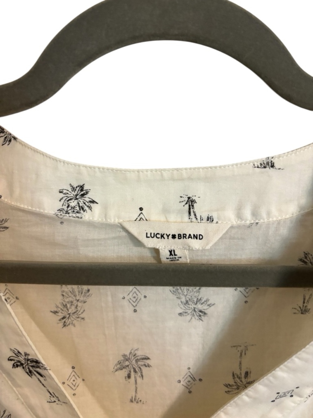 Lucky Brand White Palm Tree Print Tie Front Top XL - Picture 3 of 6